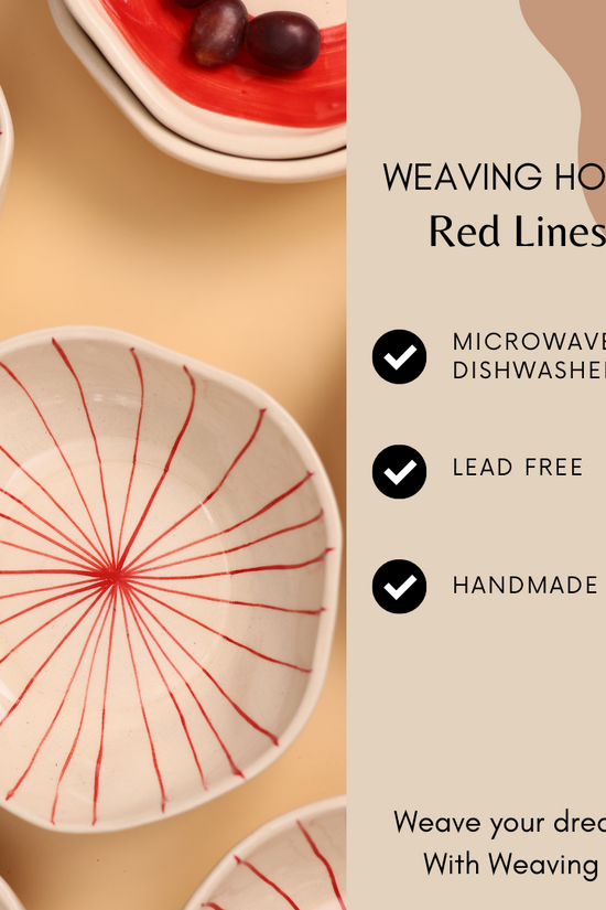 Handcrafted Red lines bowl