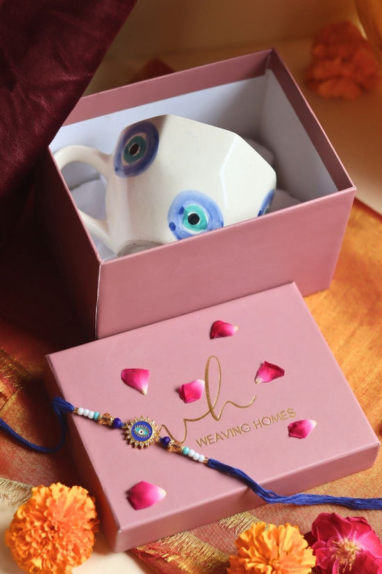 Evil Eye Mug in a Gift box with Rakhi handmade In india