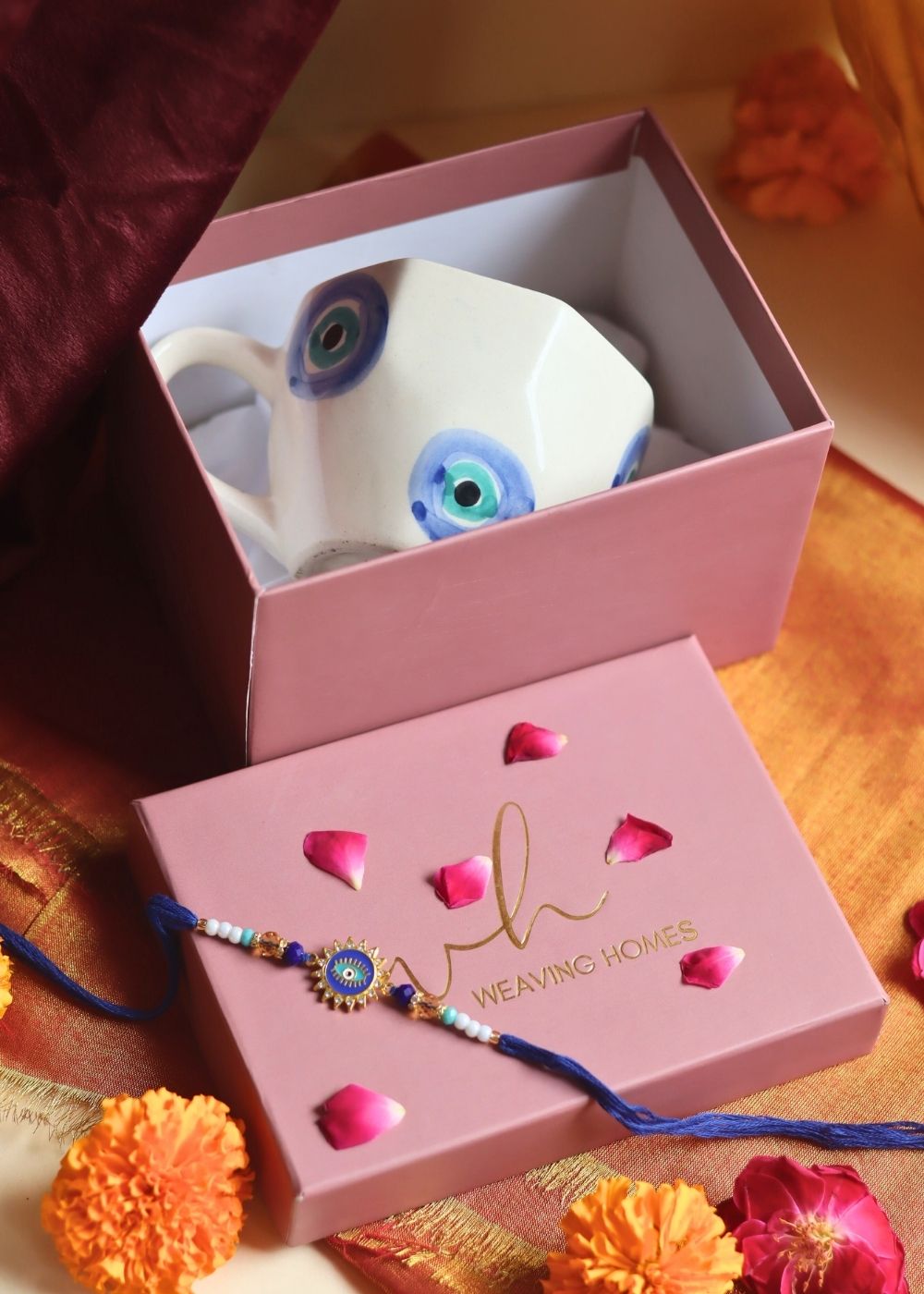Evil Eye Mug in a Gift box with Rakhi handmade In india