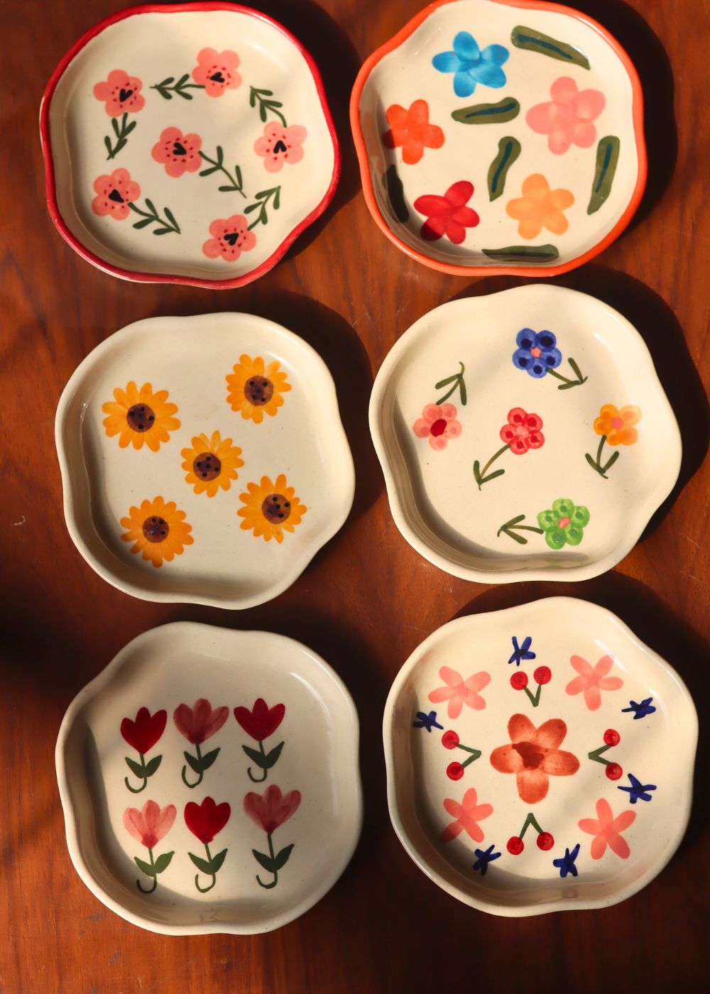 Set of 6 Floral Affair Handmade dessert plates (for the price of 5) with premium quality material