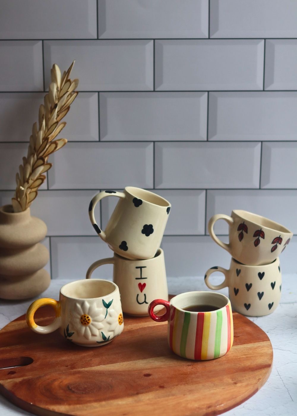 set of 6 essential mugs handmade in india 