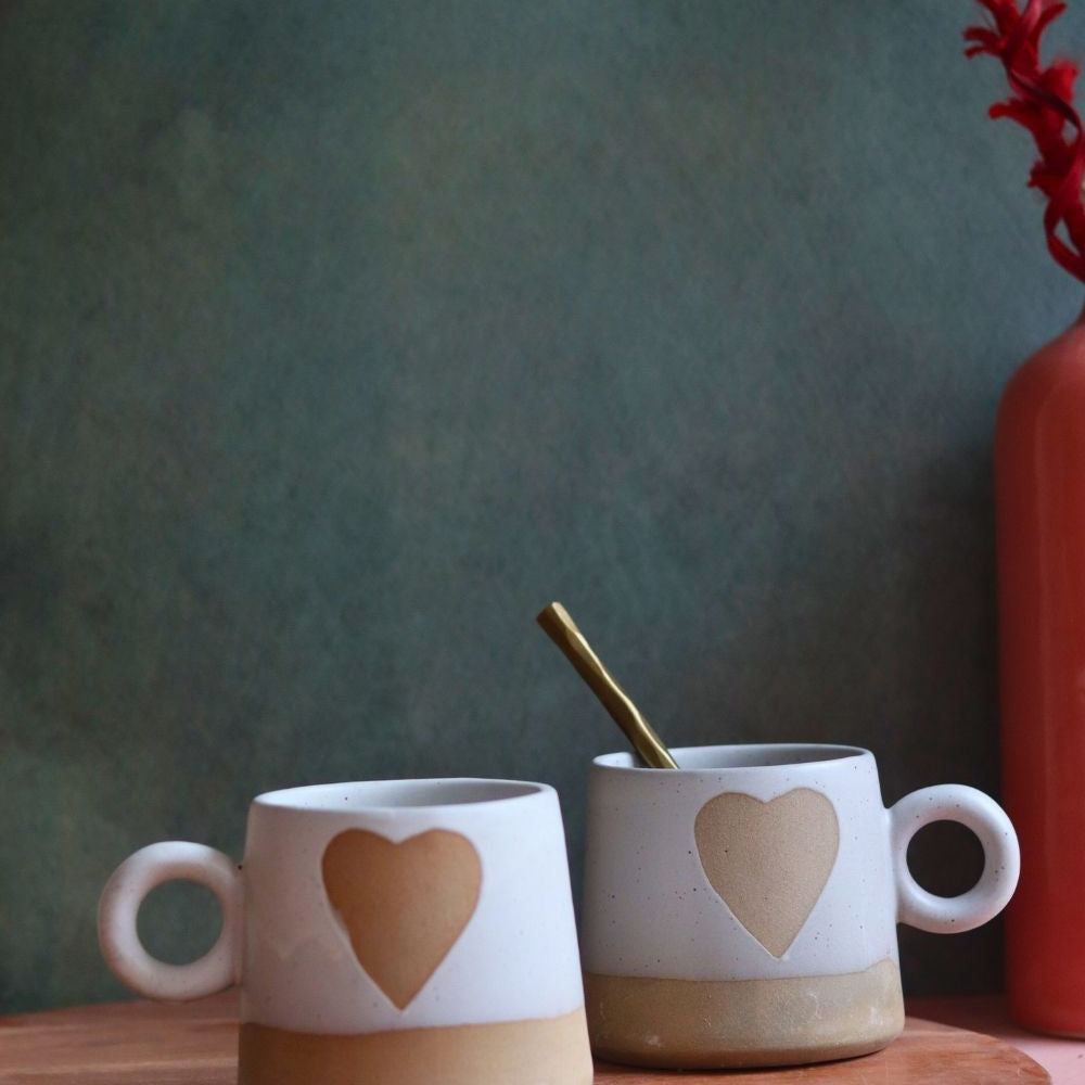 rustic heart mug handmade in india
