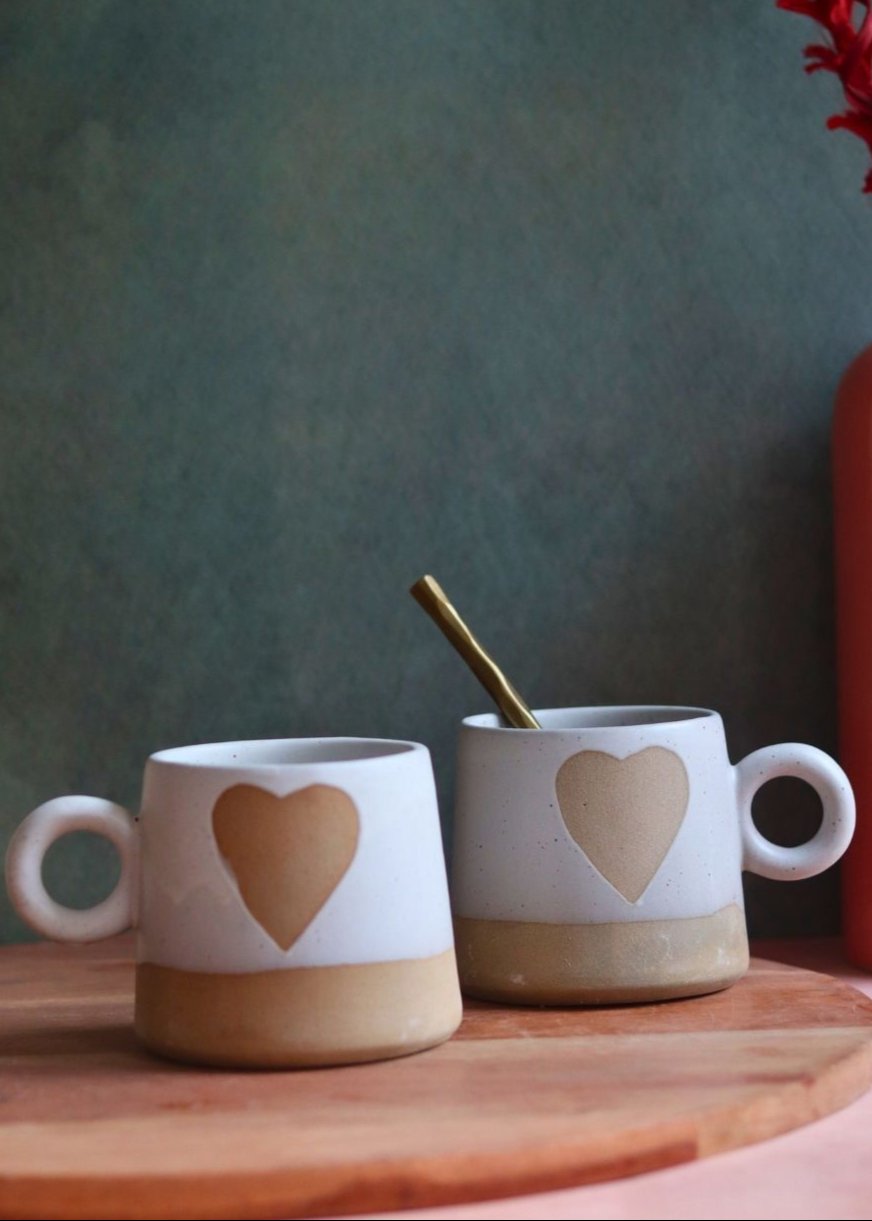 rustic heart mug handmade in india