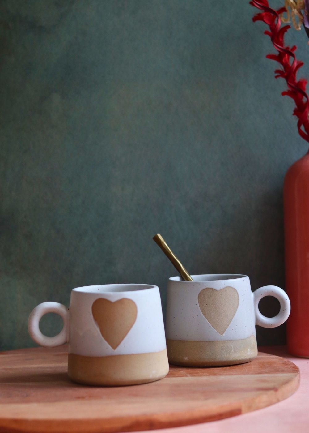 rustic heart mug handmade in india
