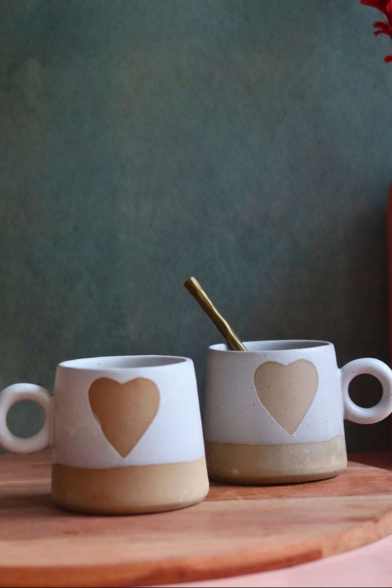 rustic heart mug handmade in india
