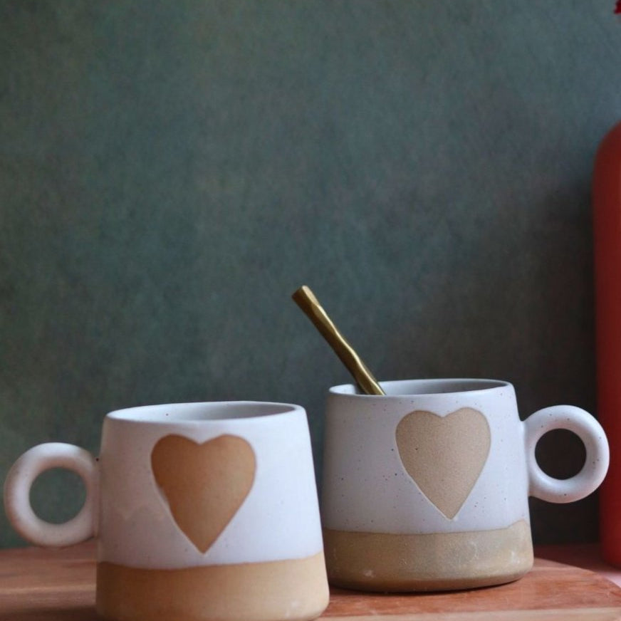 rustic heart mug handmade in india