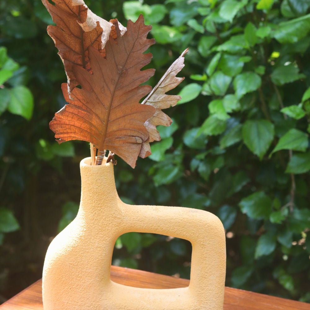 Aesthetic Square Vase - Mustard made by ceramic