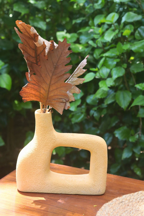 Aesthetic Square Vase - Mustard made by ceramic