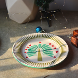 Ceramic Palm Oasis Plate White & Green