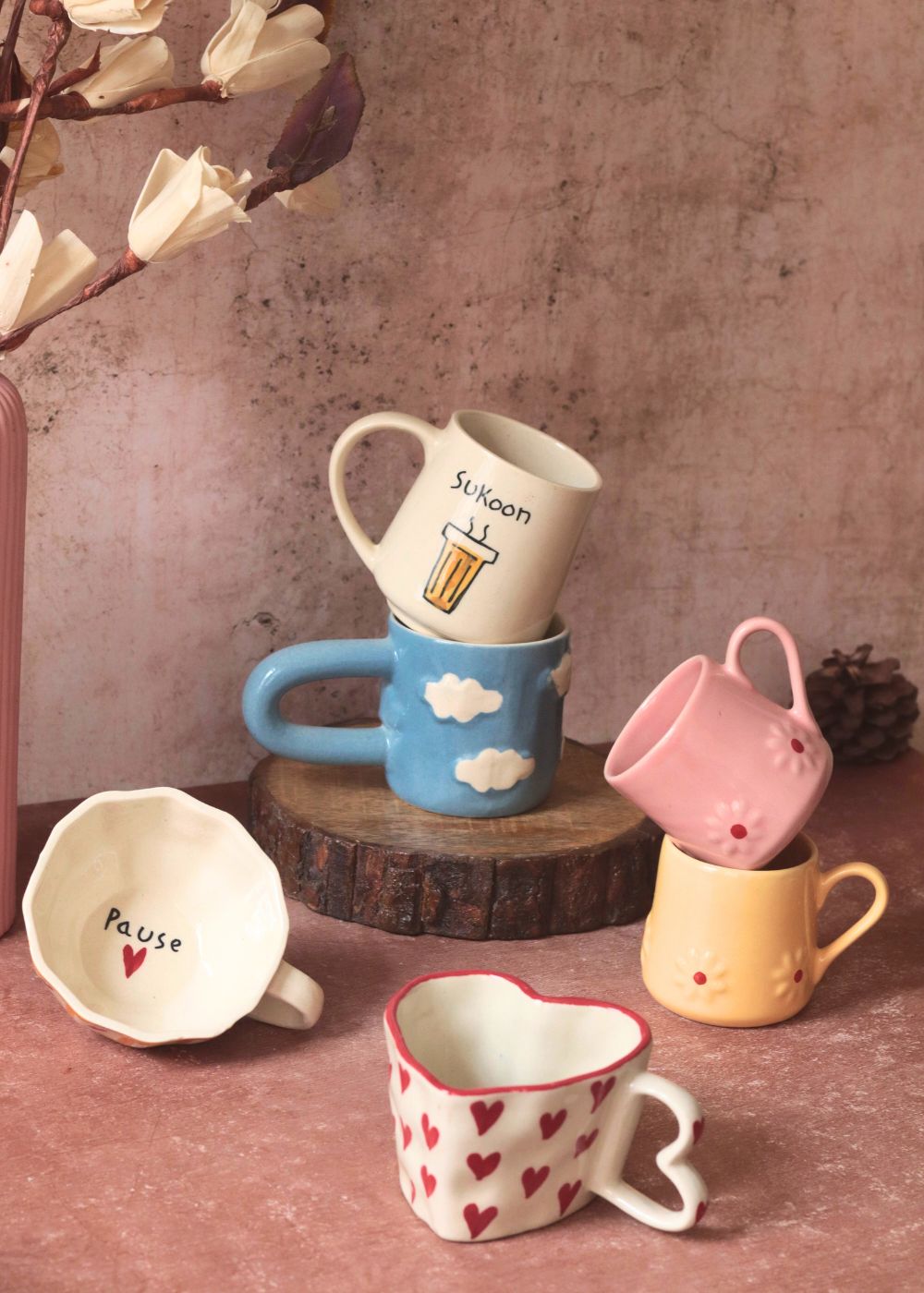 Handmade Set of 6 Aesthetic Brew Mugs (for the price of 5)