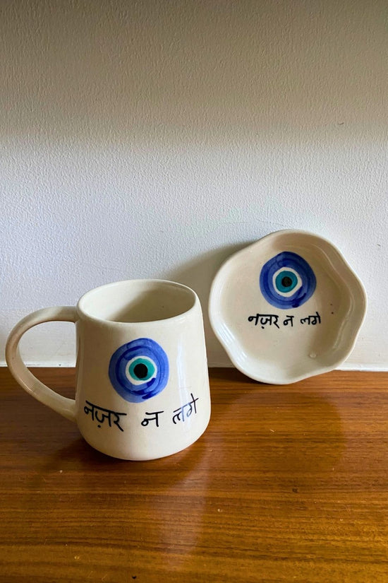 Handmade Nazar Mug & Handmade Dessert Plate