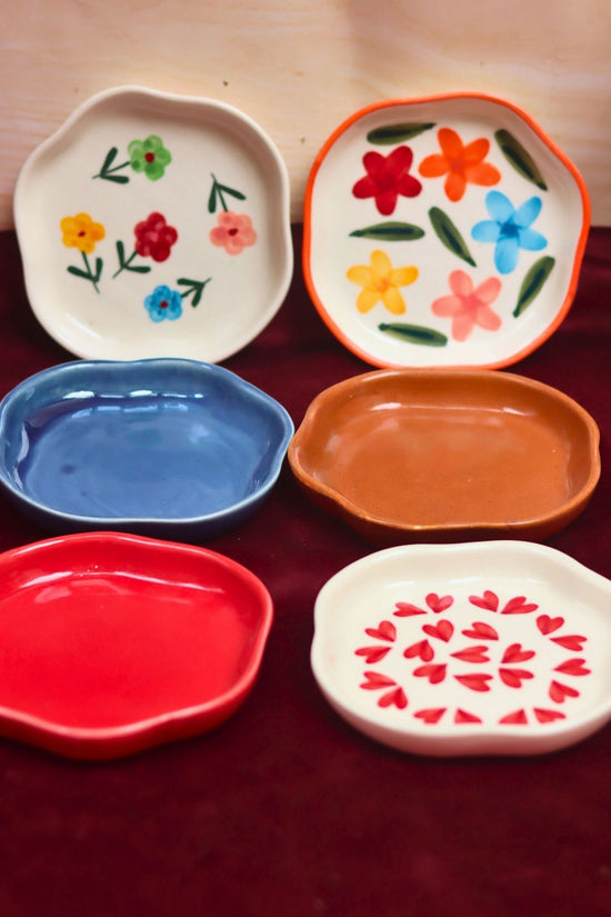 handmade Set of 6 HandPainted & Neutrals Handmade Dessert Plate (for the price of 5)