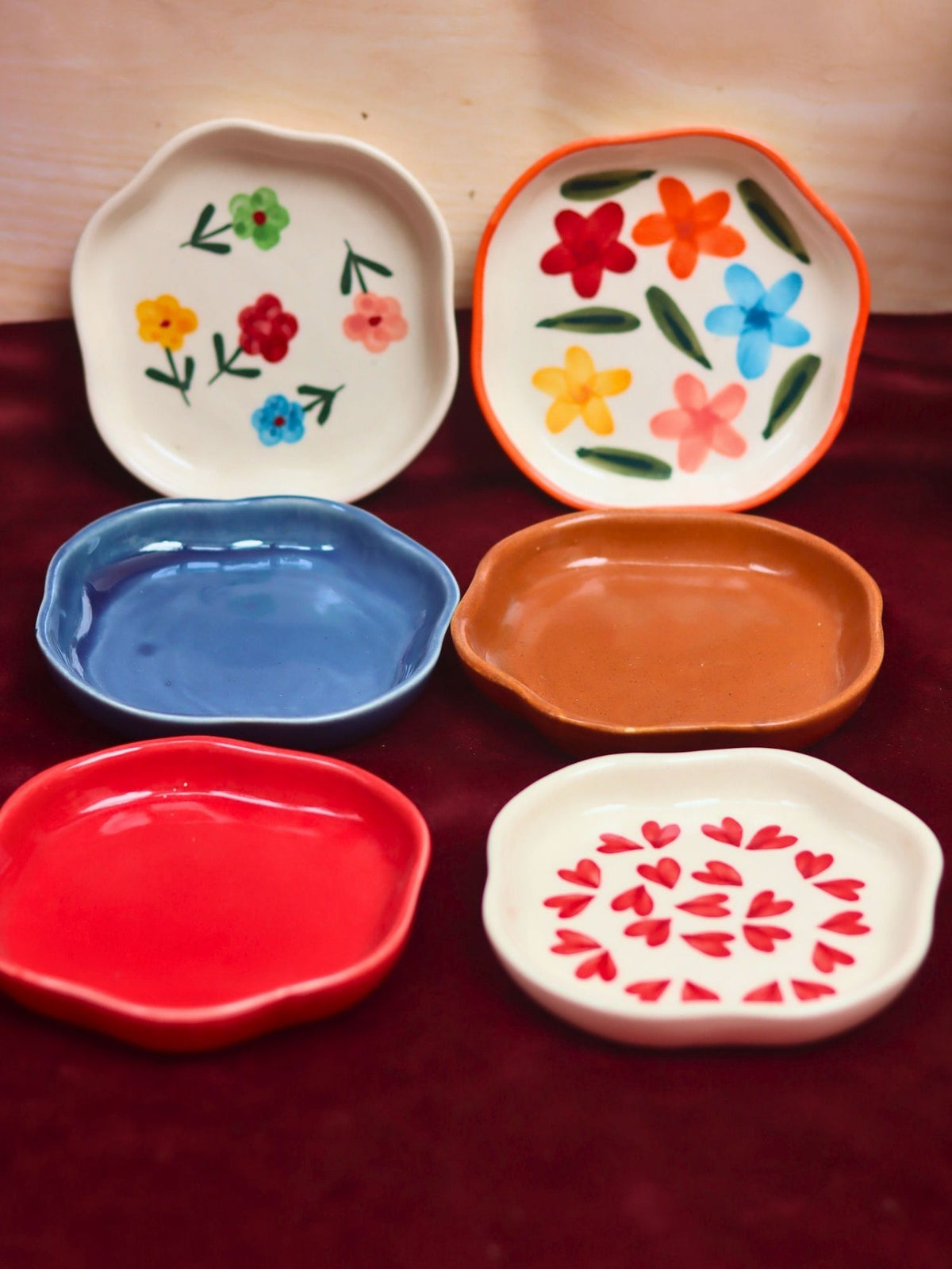 handmade Set of 6 HandPainted & Neutrals Handmade Dessert Plate (for the price of 5)