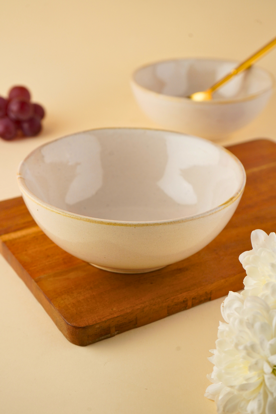 pearl white curry bowl with ceramic material