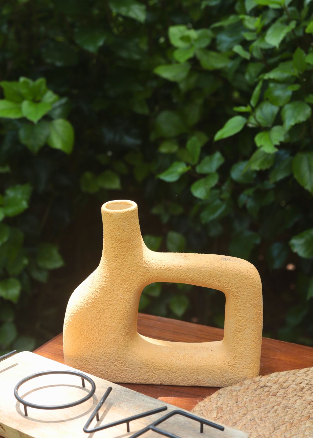 Aesthetic Square Vase - Mustard handmade in india