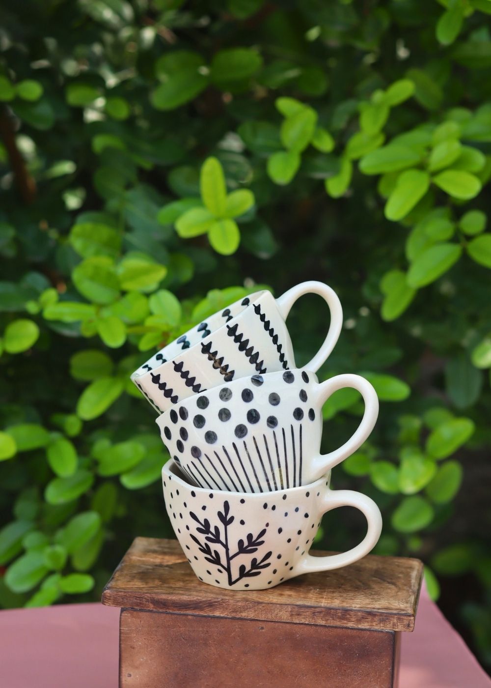 Set of 3 - Cheers to Coffee Mugs handmade in India