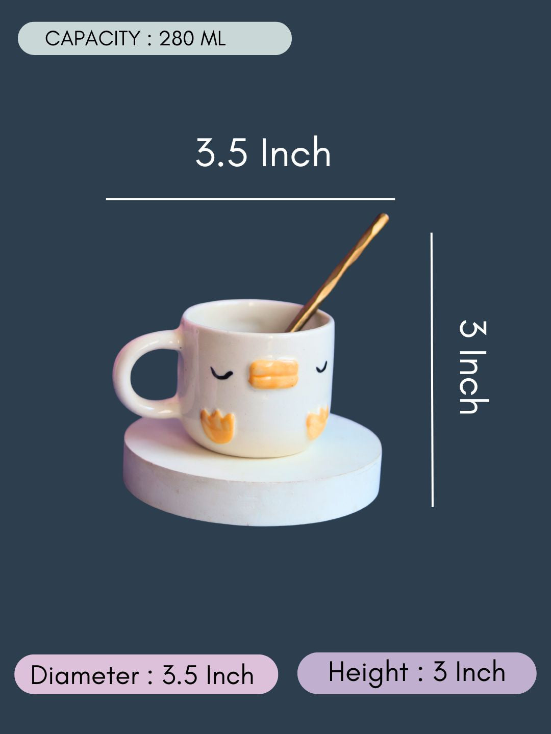 Quack Quack Mug with all Measurements