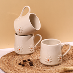 Handmade ceramic white lily coffee mugs 