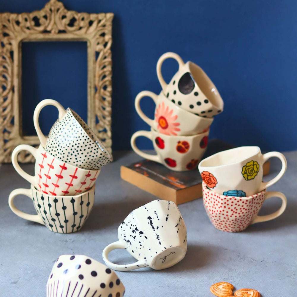 Handmade Set of 10 Floral Charm Mugs (for the price of 7)