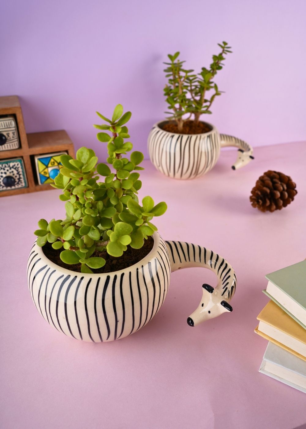 handmade zebra planter