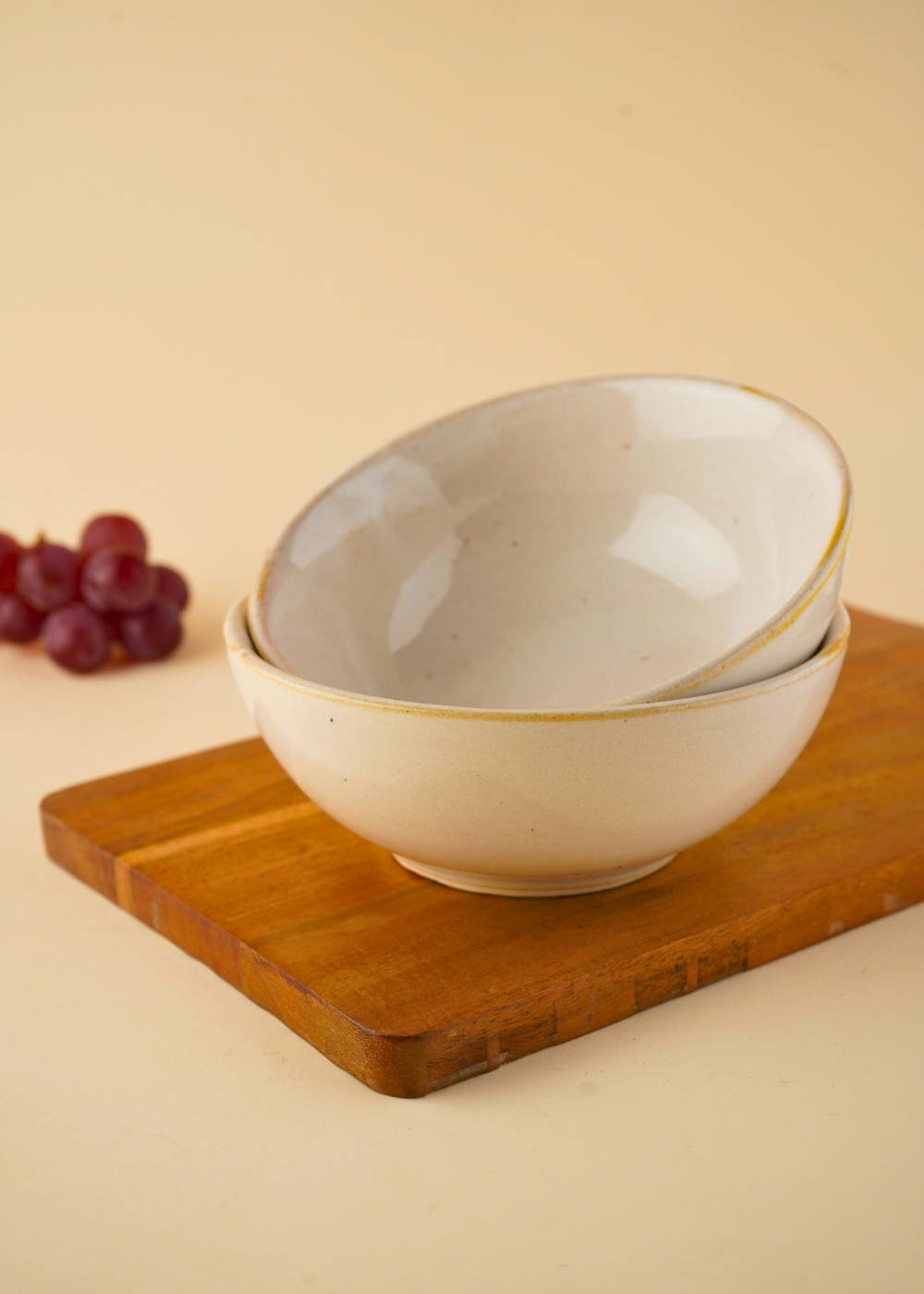 handmade pearl white curry bowl with adorable white color
