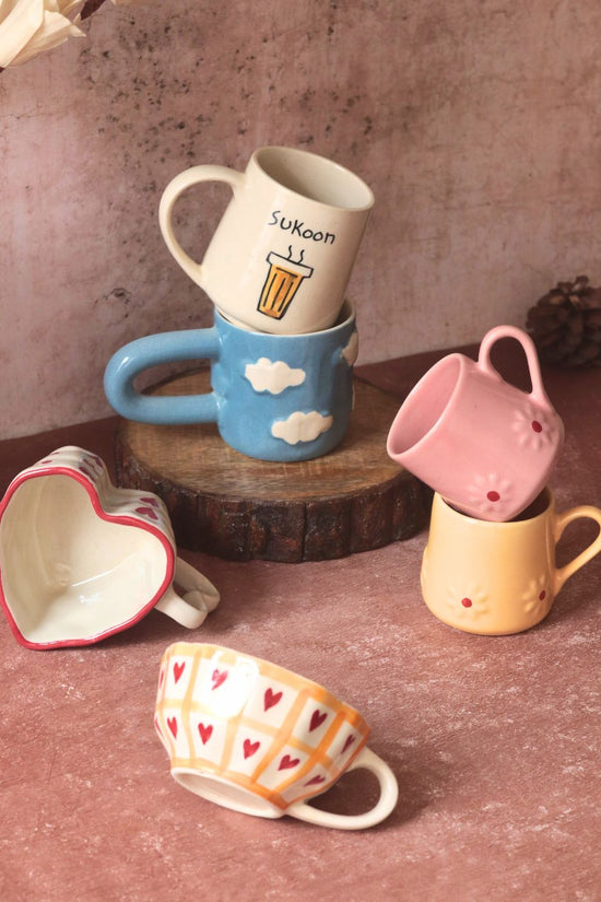 Set of 6 Aesthetic Brew Mugs (for the price of 5) made by ceramic
