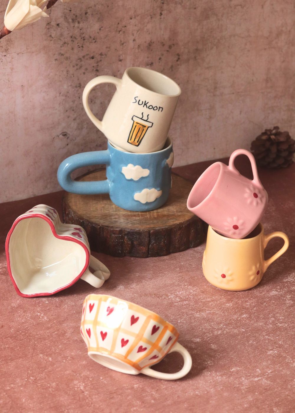 Set of 6 Aesthetic Brew Mugs (for the price of 5) made by ceramic