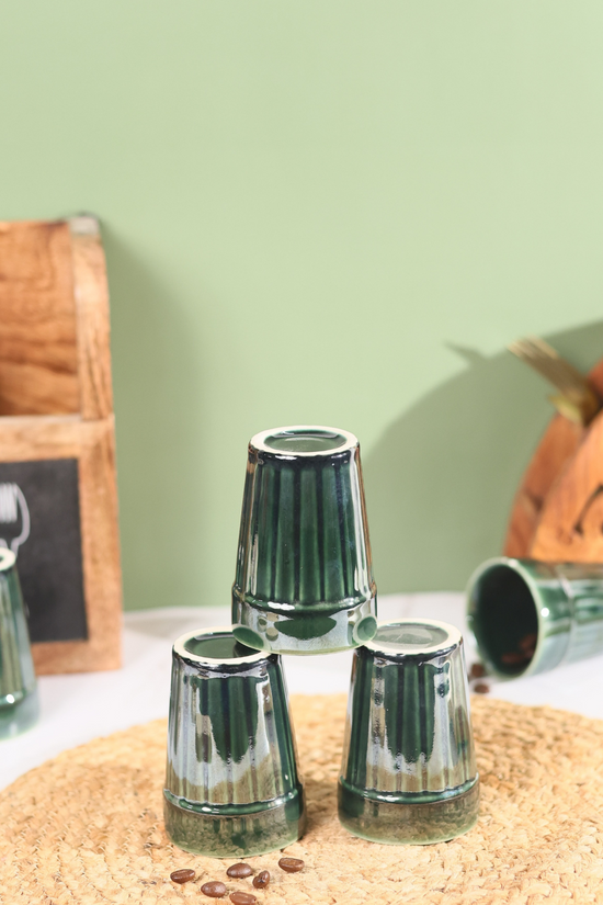 Three green drinkware kulhads 