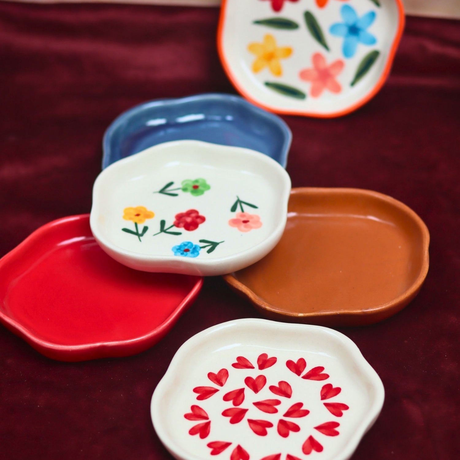 Set of 6 HandPainted & Neutrals Handmade Dessert Plate (for the price of 5) made by ceramic