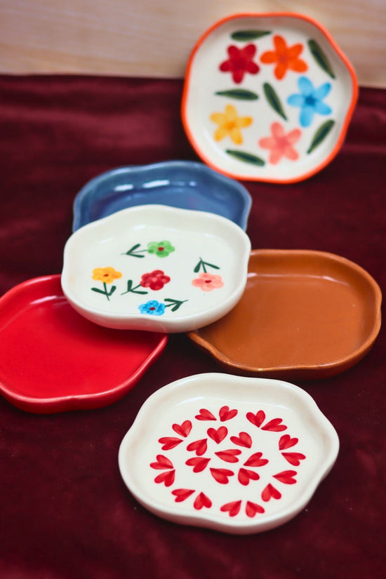 Set of 6 HandPainted & Neutrals Handmade Dessert Plate (for the price of 5) made by ceramic