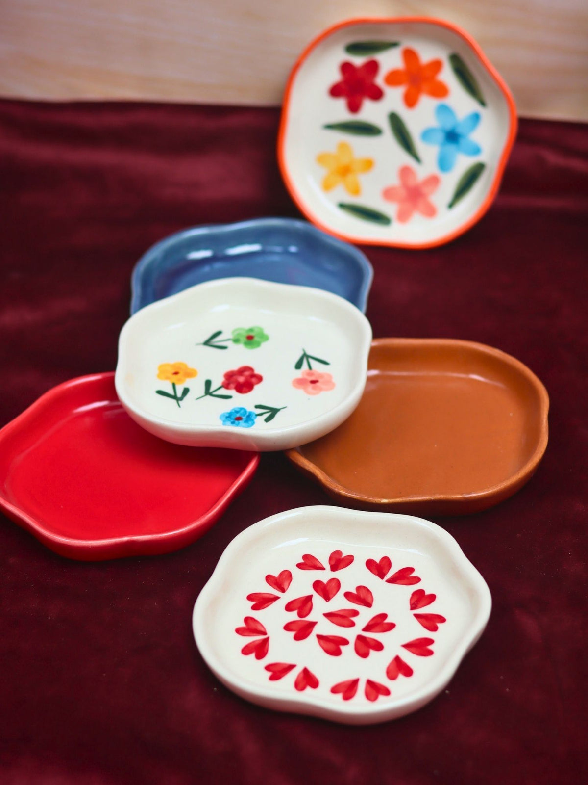 Set of 6 HandPainted & Neutrals Handmade Dessert Plate (for the price of 5) made by ceramic