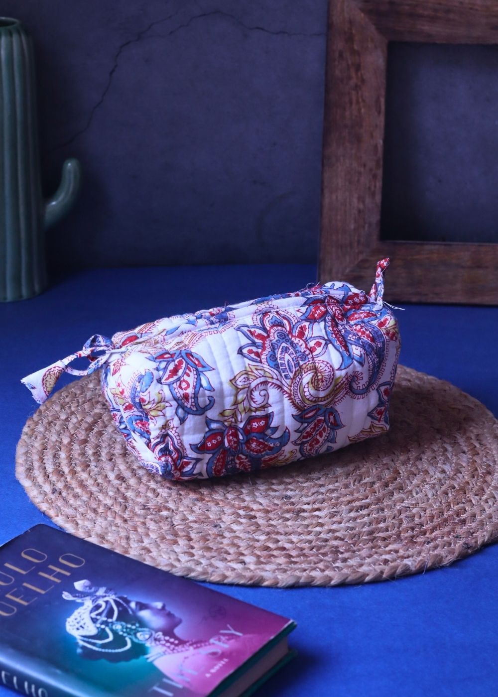 Handmade White Paisley Toiletry Bag - Small