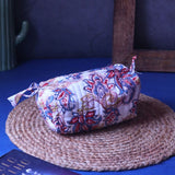 Handmade White Paisley Toiletry Bag - Small