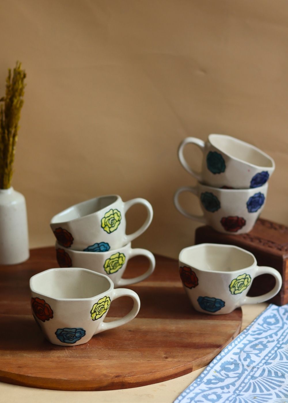 Roses Mug - Set of 6 handmade in india