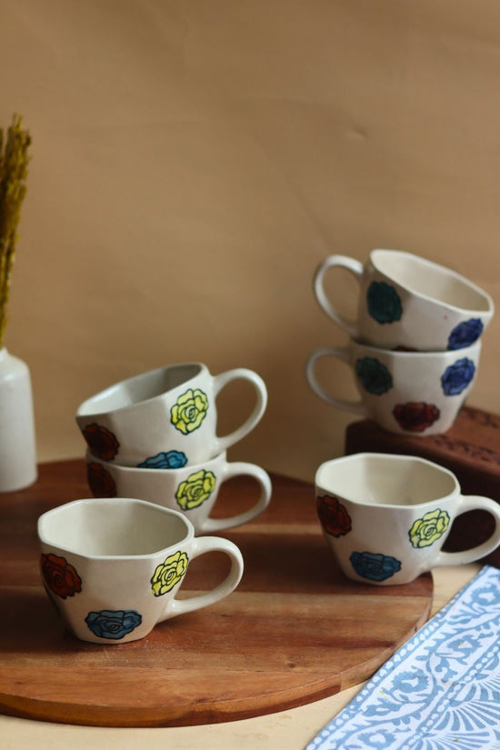 Roses Mug - Set of 6 handmade in india
