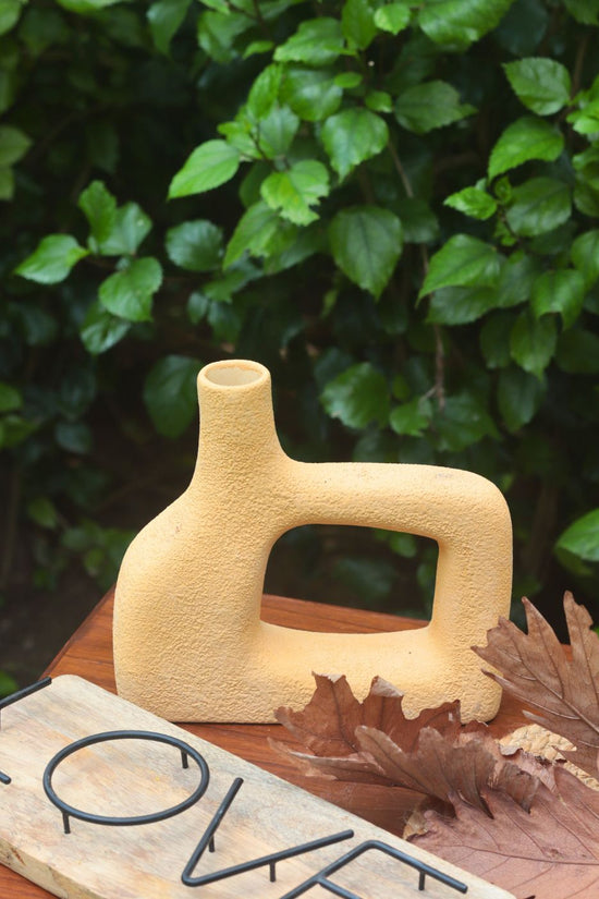 Aesthetic Square Vase - Mustard with premium quality material