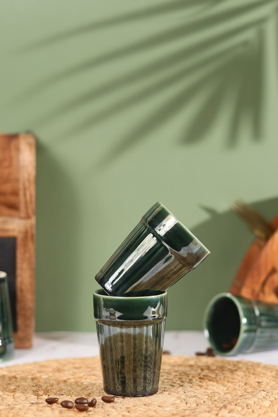 Drinkware ceramic green kulhads