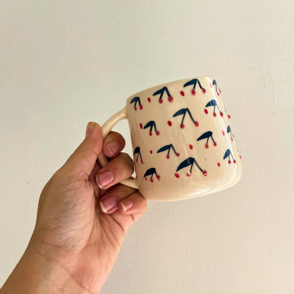 Handmade Cherry Embrossed Mug