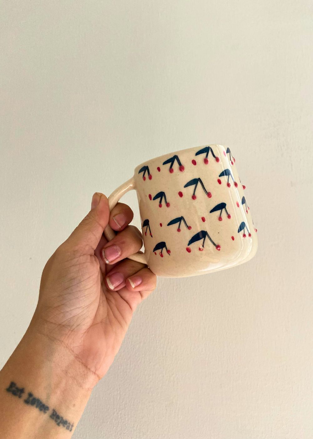 Handmade Cherry Embrossed Mug