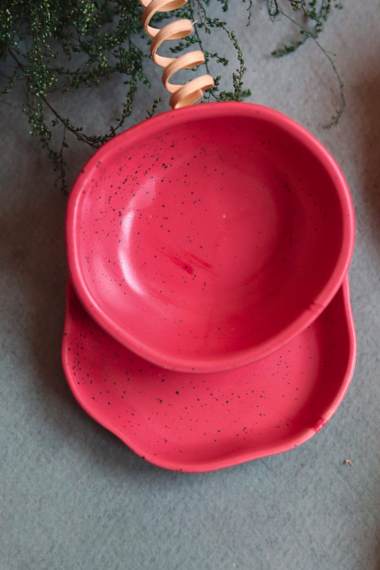 bowl & dessert plate, combo with eye catching red color