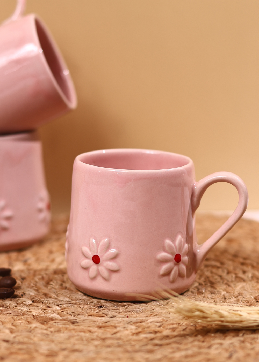 Pink coffee mugs ceramic 