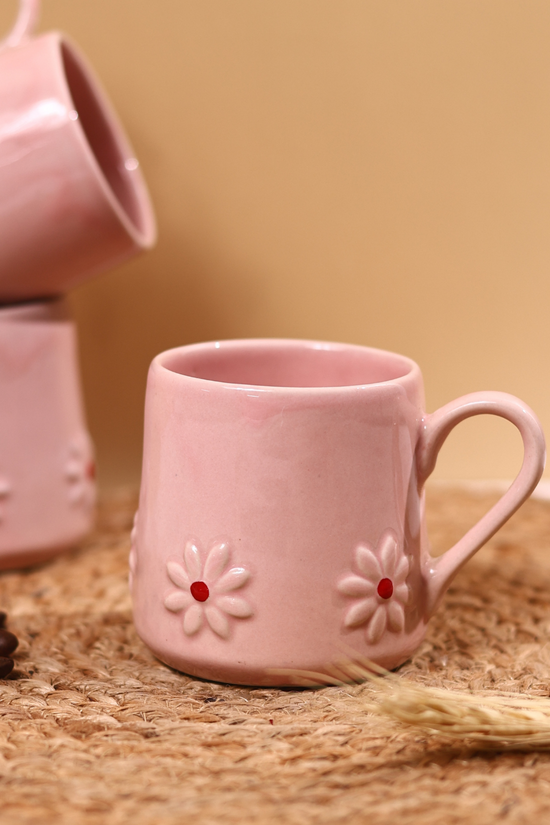 Pink coffee mugs ceramic 