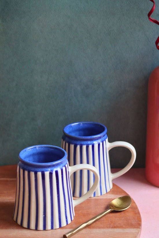 striped blue mug with premium quality material