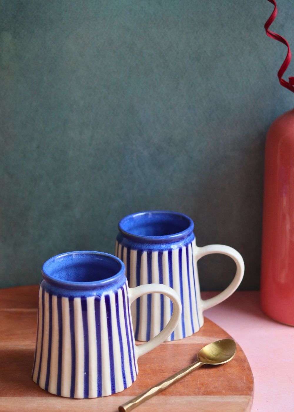 striped blue mug with premium quality material