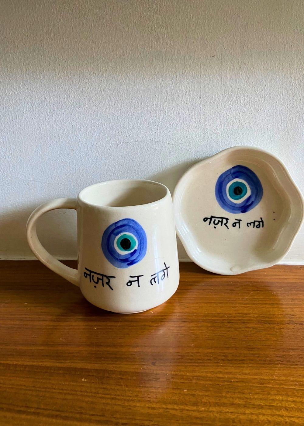 Nazar Mug & Handmade Dessert Plate handmade in india