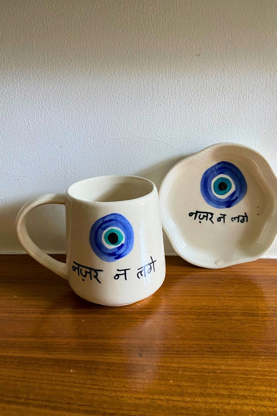 Nazar Mug & Handmade Dessert Plate handmade in india