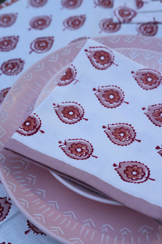 Block printed table napkin vibrant color