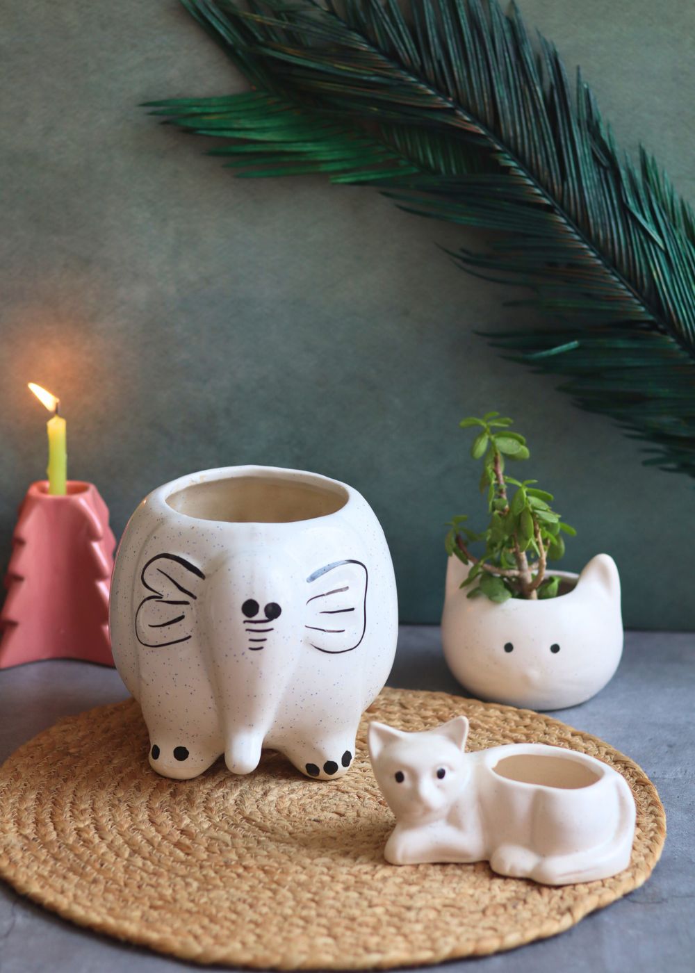 Ele, Cat & Kitty Planters handmade in india 