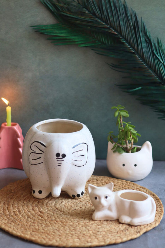 Ele, Cat & Kitty Planters handmade in india 