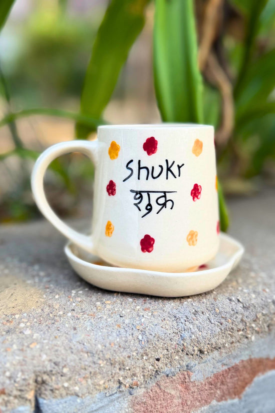 Shukr Mug & Handmade dessert Plate handmade in India